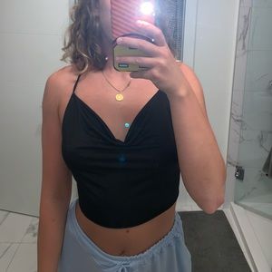 Black tie up crop top